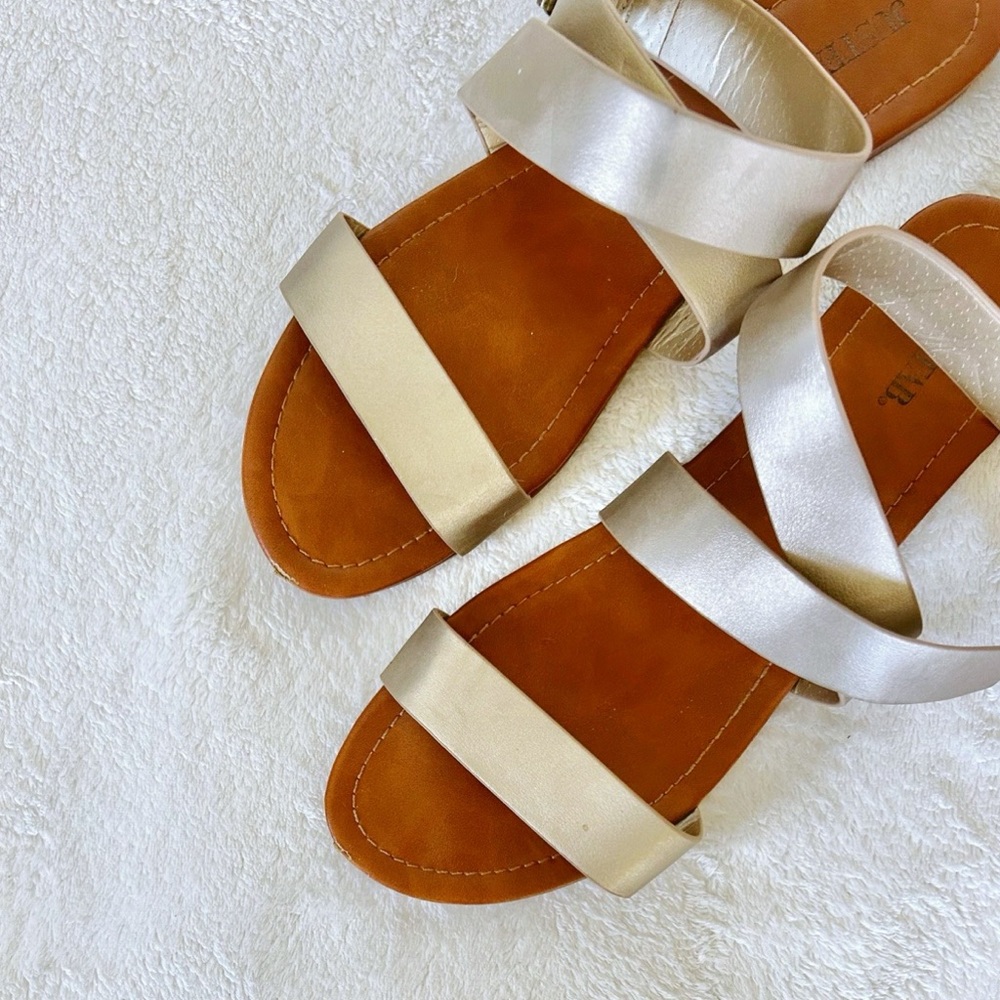 just fab soleila gold ankle strap sandals